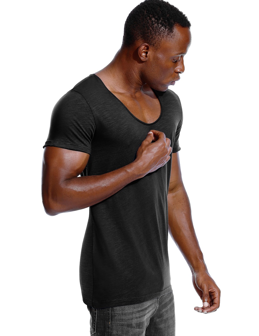 Scoop Neck T Shirt for Men Low - огляд і ціна Undershirt Crew Neck