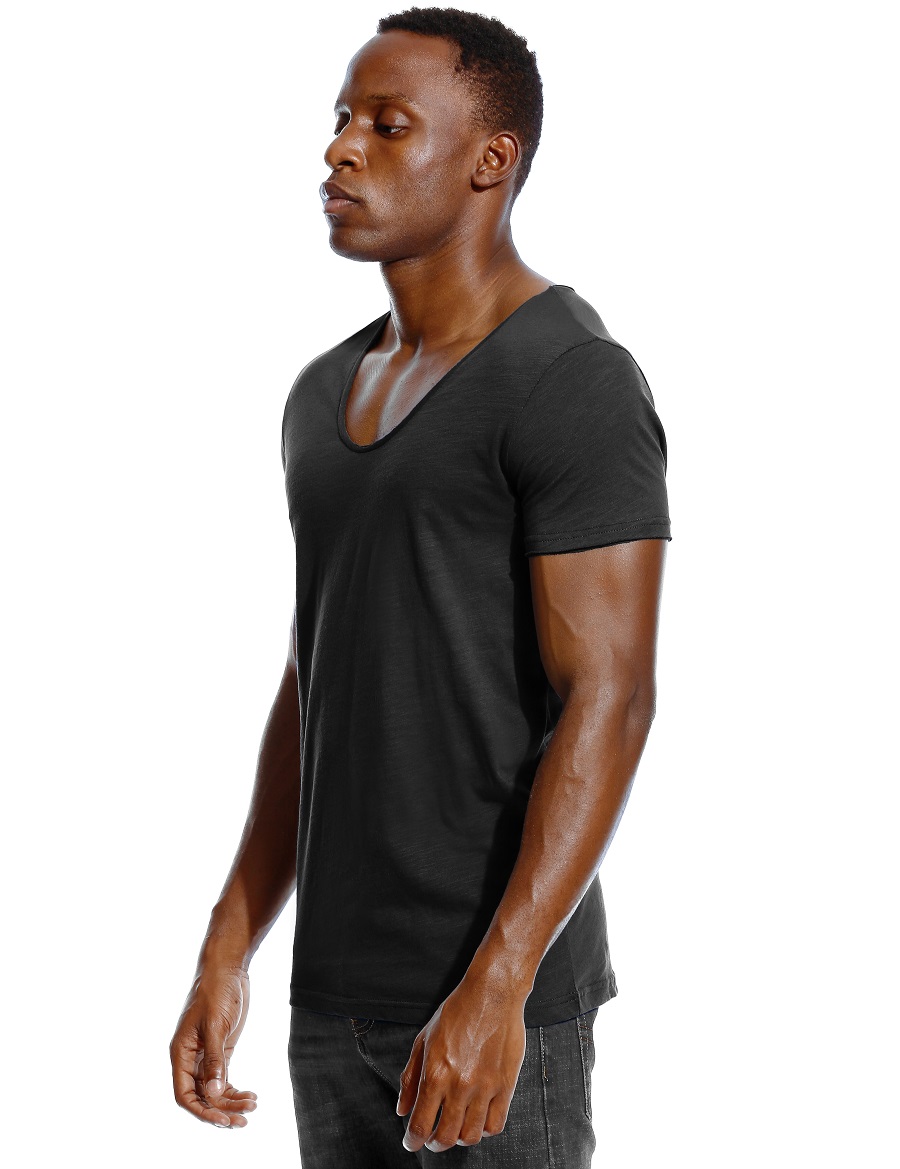 Scoop Neck T Shirt for Men Low - огляд і ціна Undershirt Crew Neck