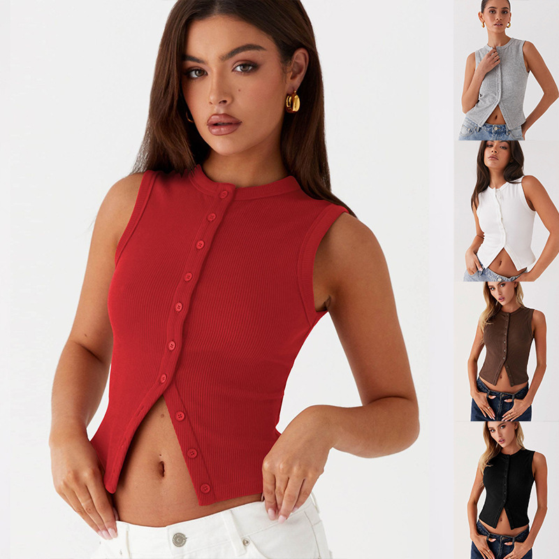 Ribbed Tank Button Crop Top Y2 - огляд і ціна Tank Top Ribbed