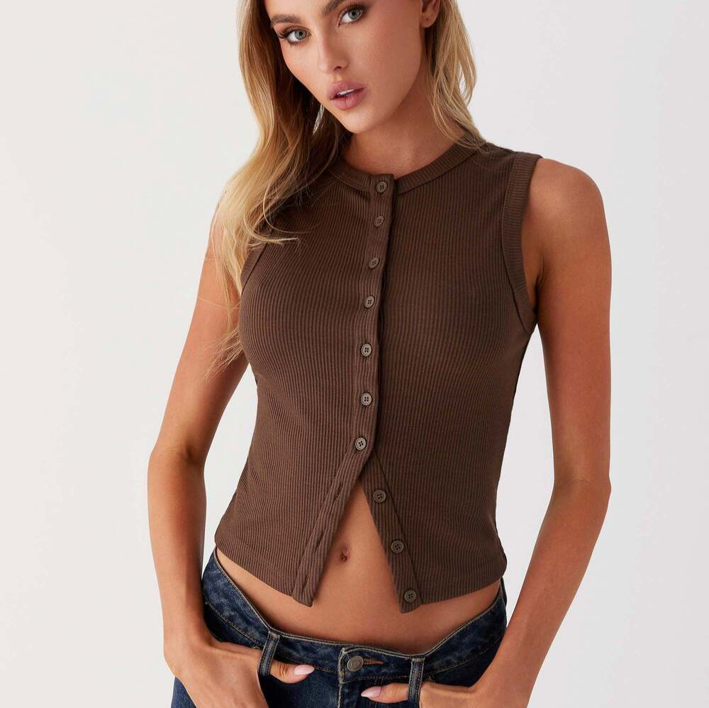 Ribbed Tank Button Crop Top Y2 - огляд і ціна Tank Top Ribbed