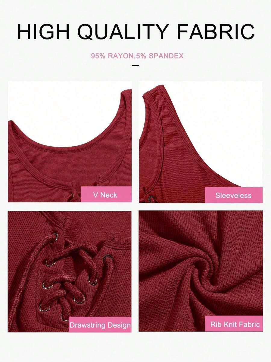 Womens V-Neck Sleeveless Ribbe - огляд і ціна Tank Top Ribbed
