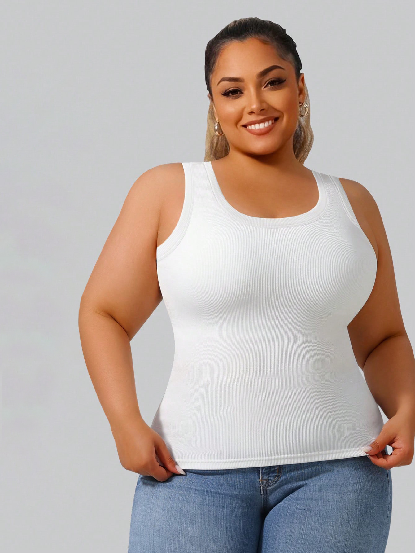 Plus Size Women's Solid Ribbed - огляд і ціна Tank Top Ribbed