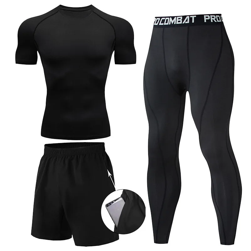 3 Pieces Fitness Suits Athleti - огляд і ціна Compression Shorts Athletes