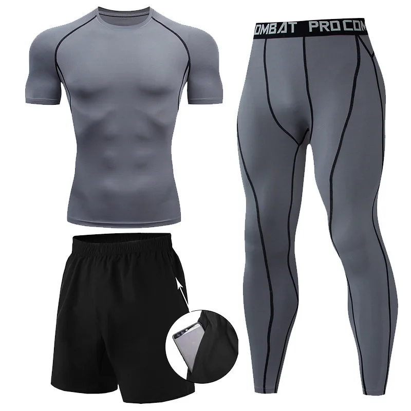 3 Pieces Fitness Suits Athleti - огляд і ціна Compression Shorts Athletes