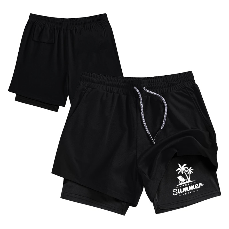 Summer Men's Double Layer Runn - огляд і ціна Compression Shorts Athletes