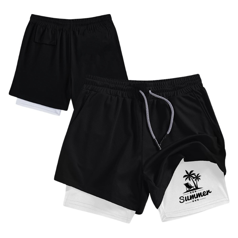 Summer Men's Double Layer Runn - огляд і ціна Compression Shorts Athletes