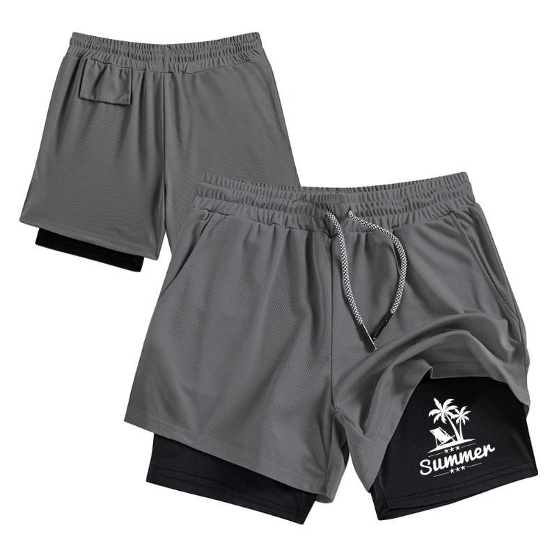 Summer Men's Double Layer Runn - огляд і ціна Compression Shorts Athletes