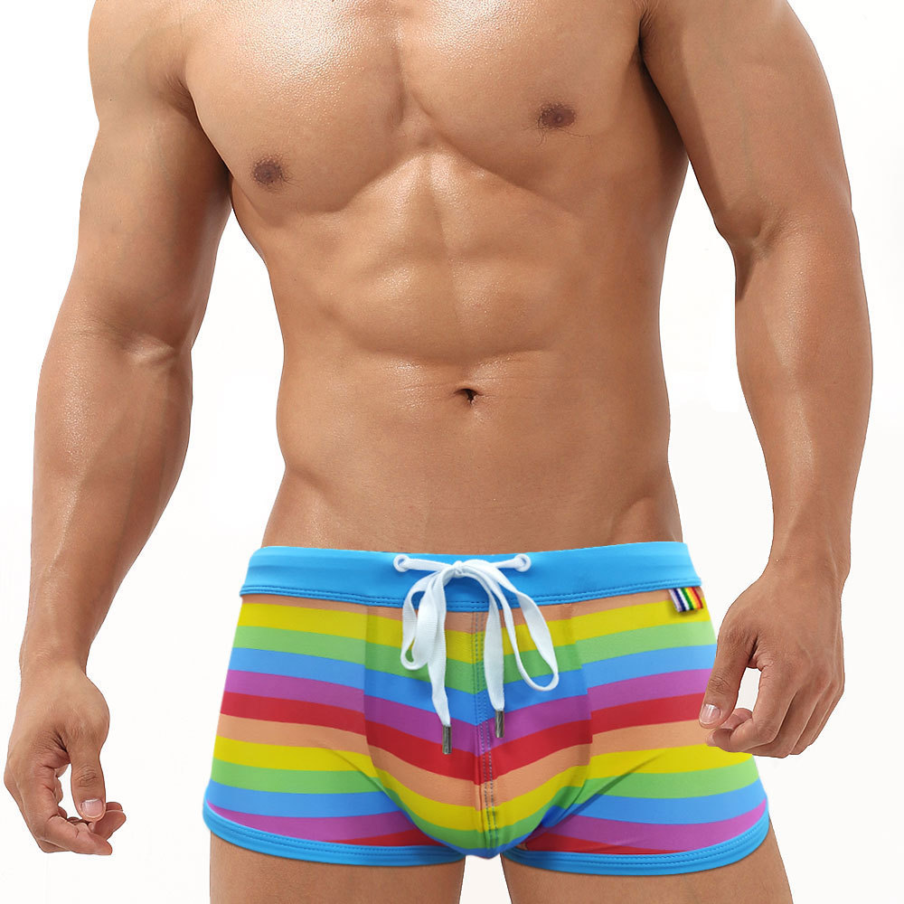 Rainbow Striped Men's Swimming - огляд і ціна Trunk Breathable Men