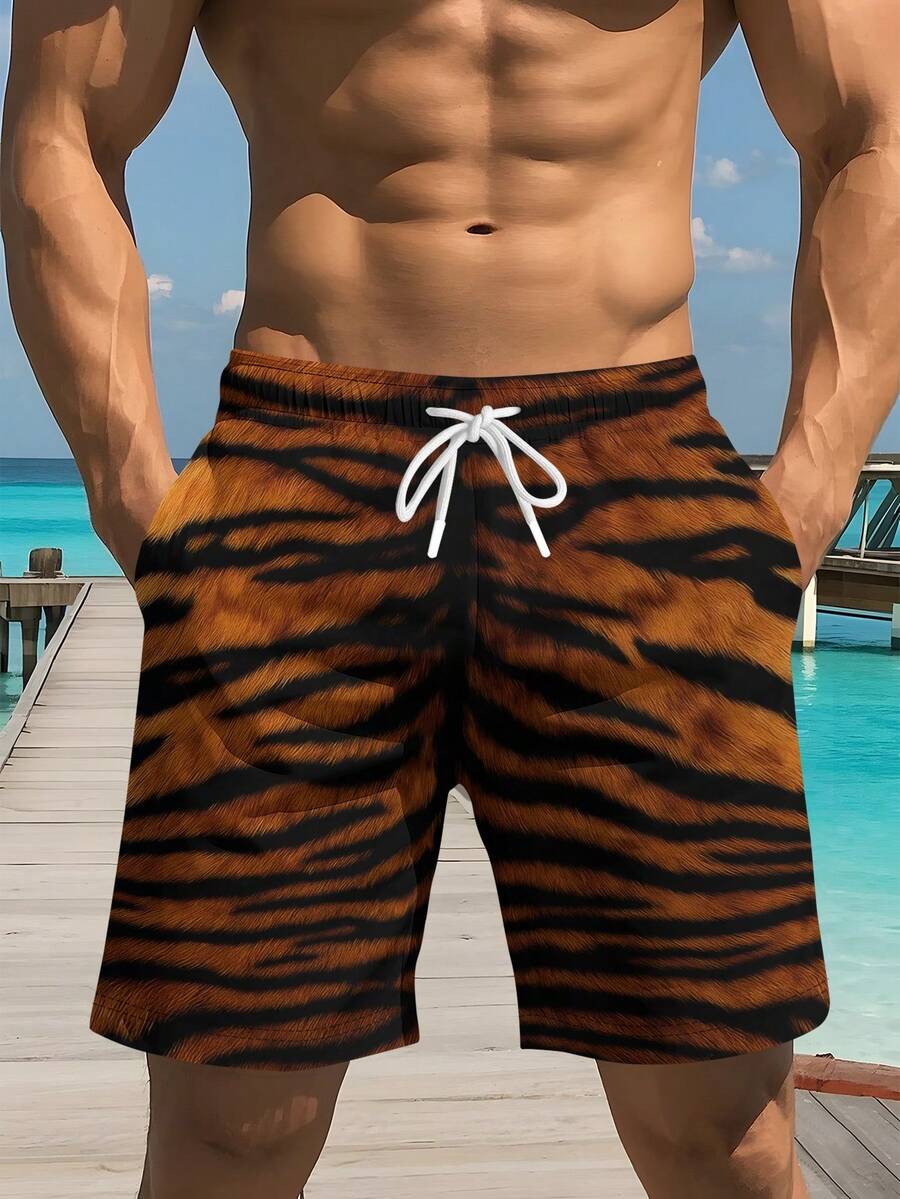 Mens Tiger Print Beach Shorts  - огляд і ціна Trunk Breathable Men