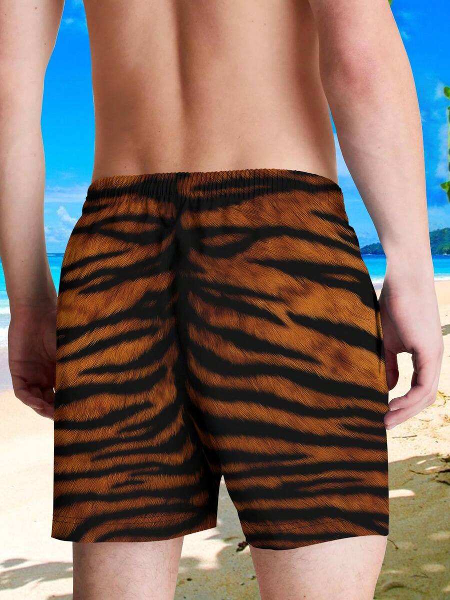 Mens Tiger Print Beach Shorts  - огляд і ціна Trunk Breathable Men