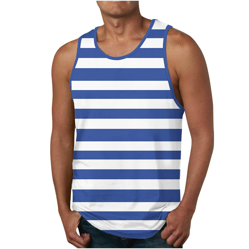 Men's Stripe Tank Tops Summer  - огляд і ціна Undershirt Crew Neck