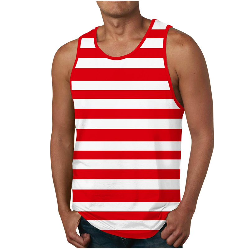Men's Stripe Tank Tops Summer  - огляд і ціна Undershirt Crew Neck