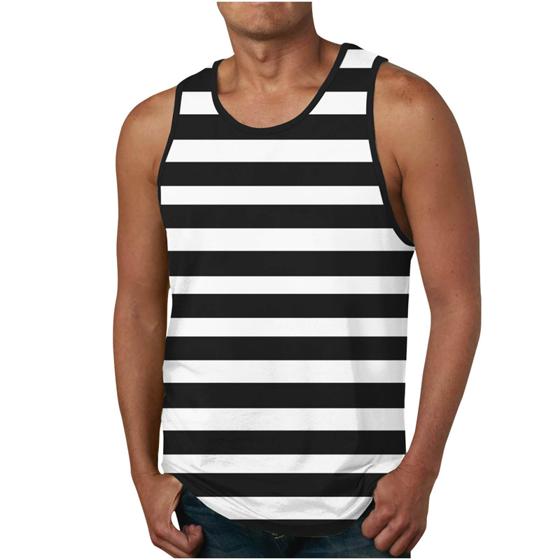 Men's Stripe Tank Tops Summer  - огляд і ціна Undershirt Crew Neck